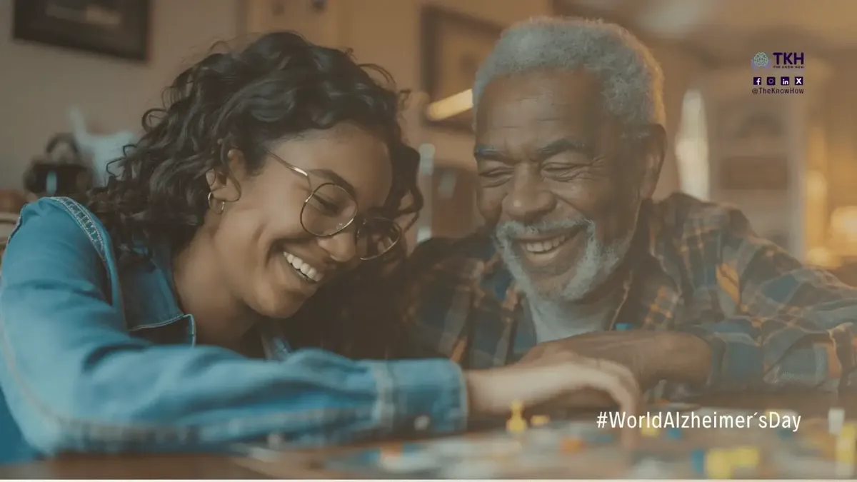 World Alzheimer's Day - joyful African grandmother and grandchild playing together, representing healthy aging and dementia prevention