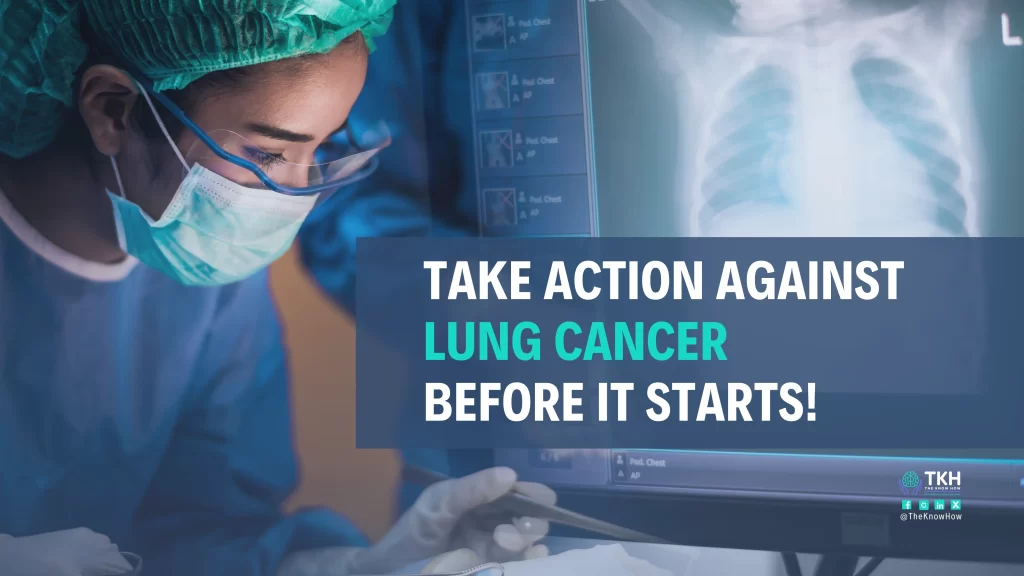 Woman undergoing lung cancer screening as part of awareness program