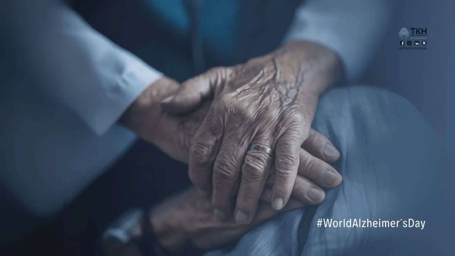 Elderly hands holding together - compassion and support for Alzheimer's patients and caregivers