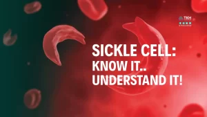 Sickle-shaped red blood cells illustrating sickle cell disease, genetics, diagnosis, treatment, and patient awareness.